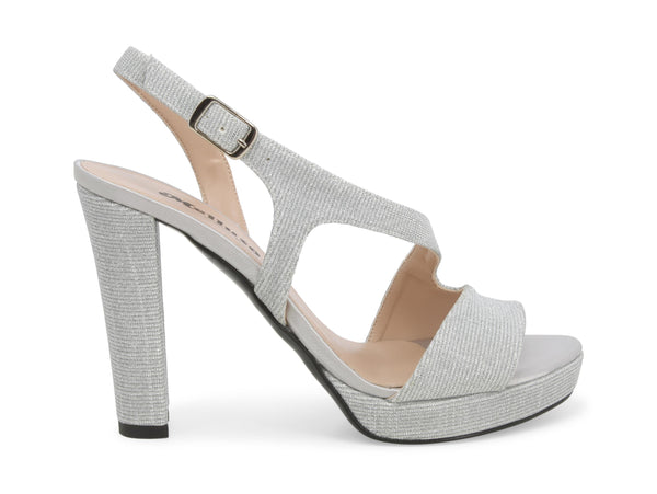 Melluso Sandali Eleganti Tacco Alto con Plateau in Tessuto Argento J616D-224858